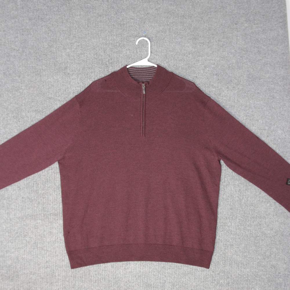 UNTUCKit Quarter Zip‎ Sweater Mens XXL Burgundy Merino Wool Pullover
